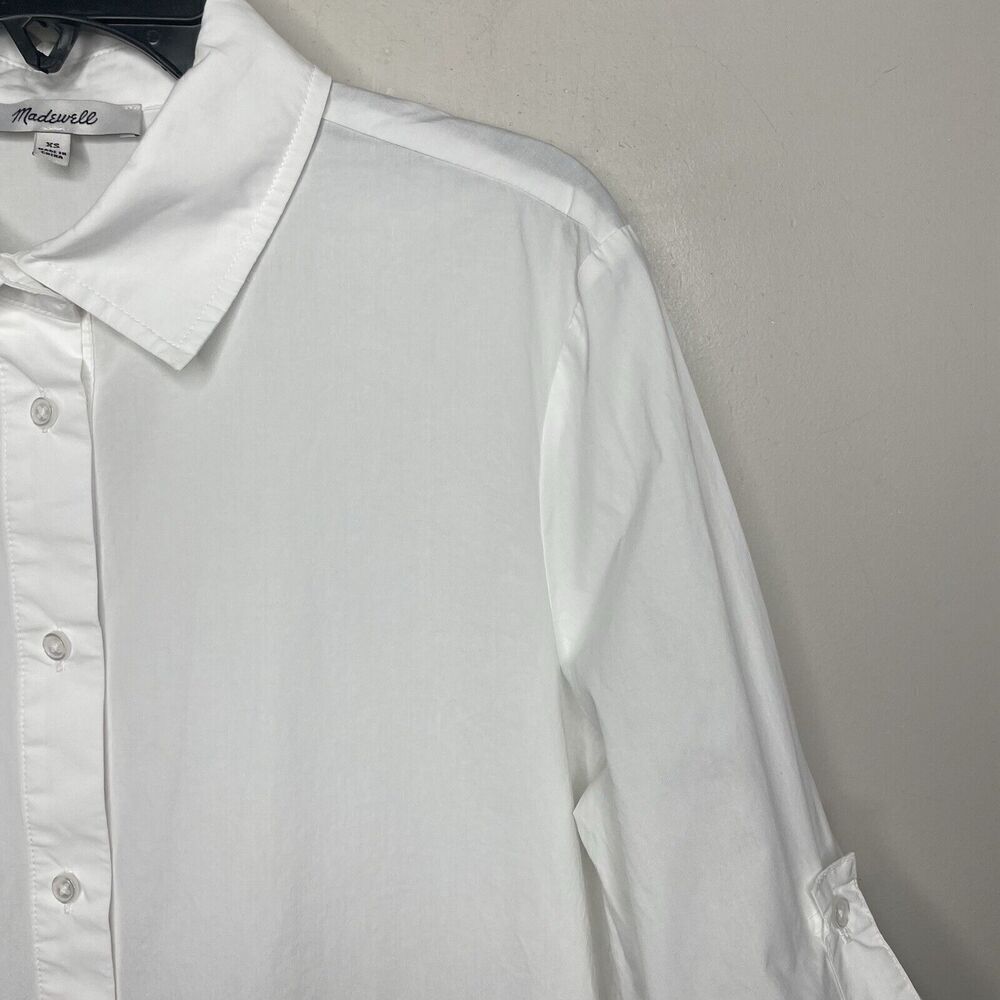 MADEWELL Shirt Dress Women XS Button Front Mini Cotton Poplin Crisp White NS126 - Picture 5 of 13